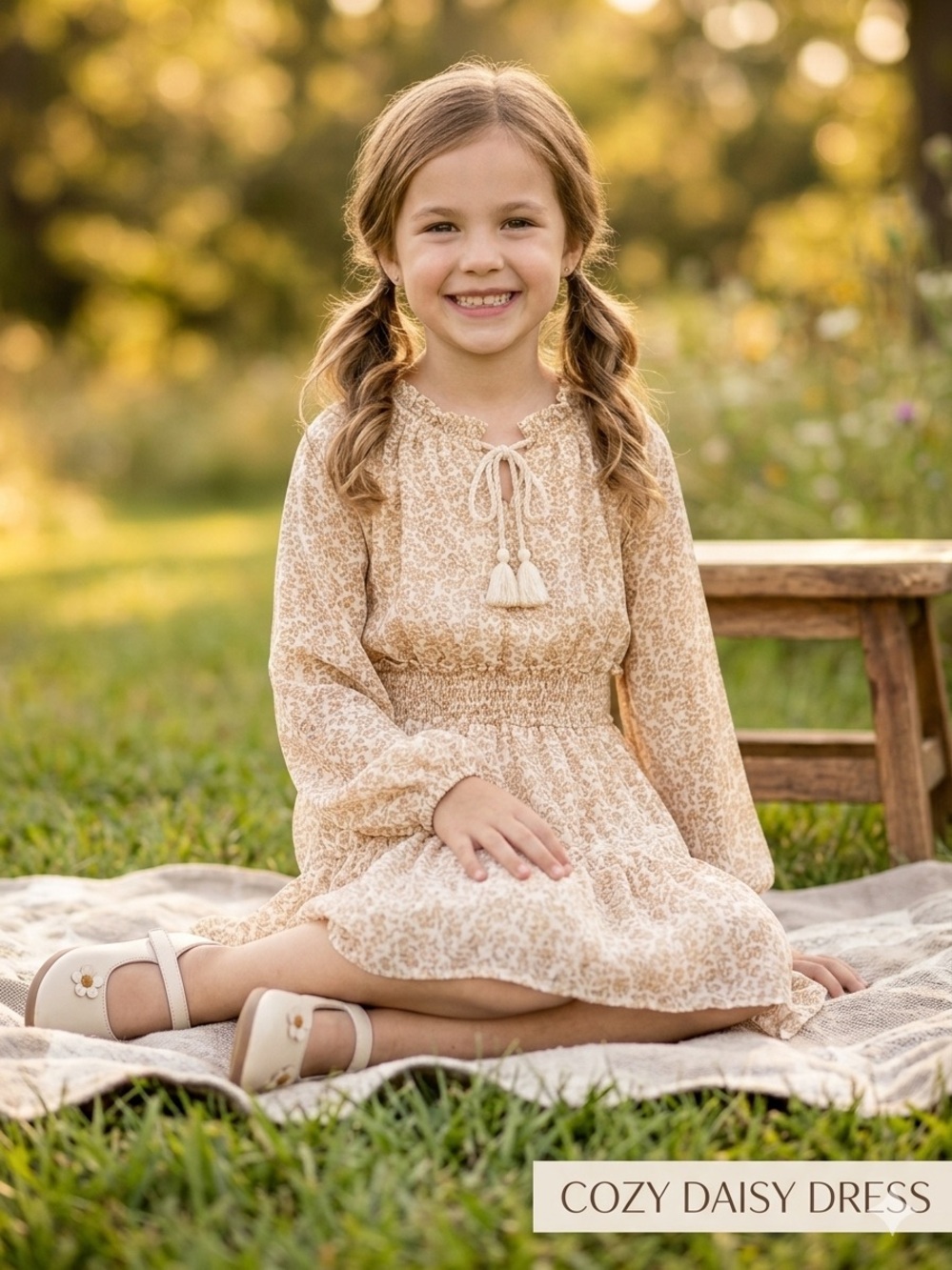 Girls’ Long-Sleeve Tiered Floral Dress size 10/12 by Art Class